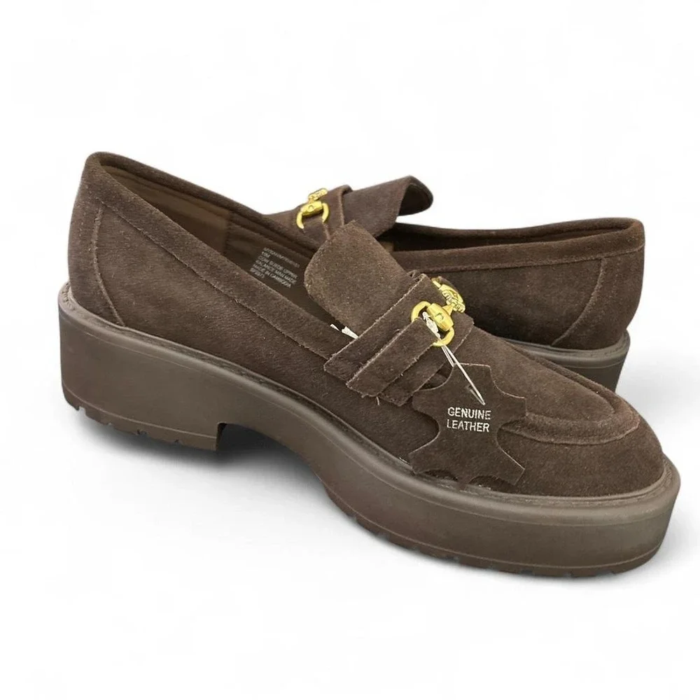 Steve Madden Marleigh Bit Brown Suede Lug Sole Loafers Womens 10M MYKAHMYKH01S1